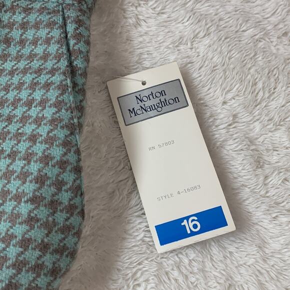 Vintage 90s Norton McNaughton wool blend mint houndstooth pencil skirt, 16 NWT - Picture 3 of 11